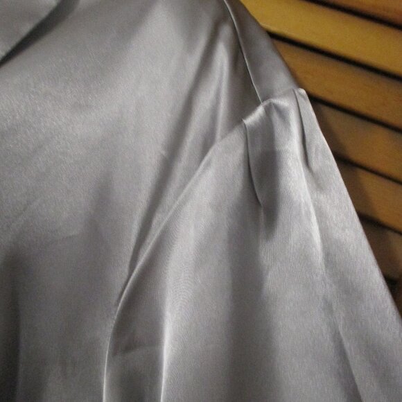 Laura Scott top silver long sleeve V neck button down blouse satin look size 22W - Picture 5 of 8